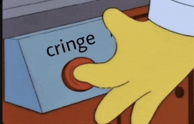 a person is pressing a button that says cringe