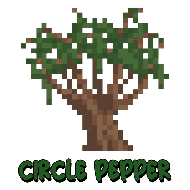 a pixel art tree with the words circle pepper underneath it