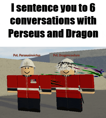 a screenshot of a video game that says i sentence you to 6 conversations with perseus and dragon