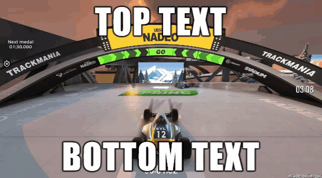 a screenshot of a video game with the words top text and bottom text