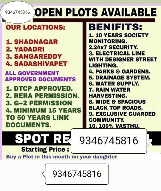 a poster advertising open plots available with a starting price of 934674581