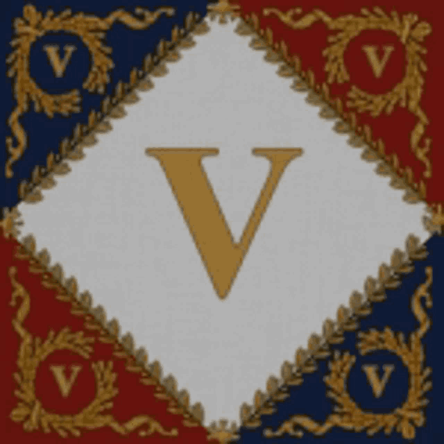 a white square with the letter v on it