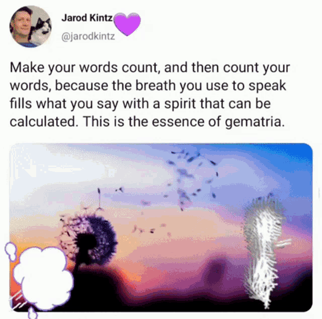 a tweet by jarod kintz shows a dandelion blowing in the wind