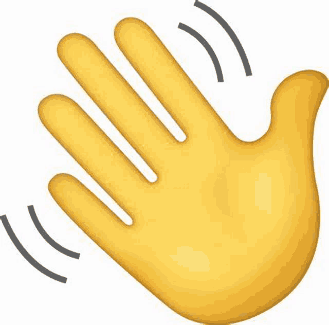 an emoji of a hand waving with a gray outline on a white background .