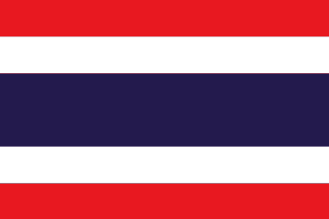 the flag of thailand is red , white , and blue .