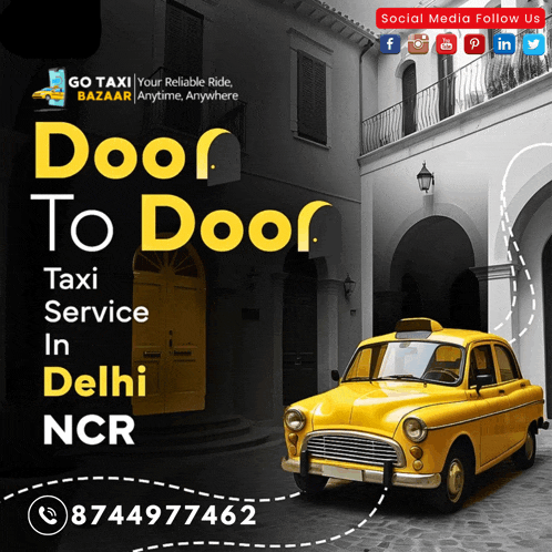 an advertisement for a door to door taxi service in delhi ncr