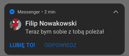 a message from filip nowakowski is displayed on a phone