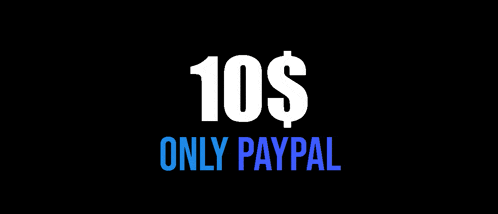 a blue and white sign that says 10 dollars only paypal