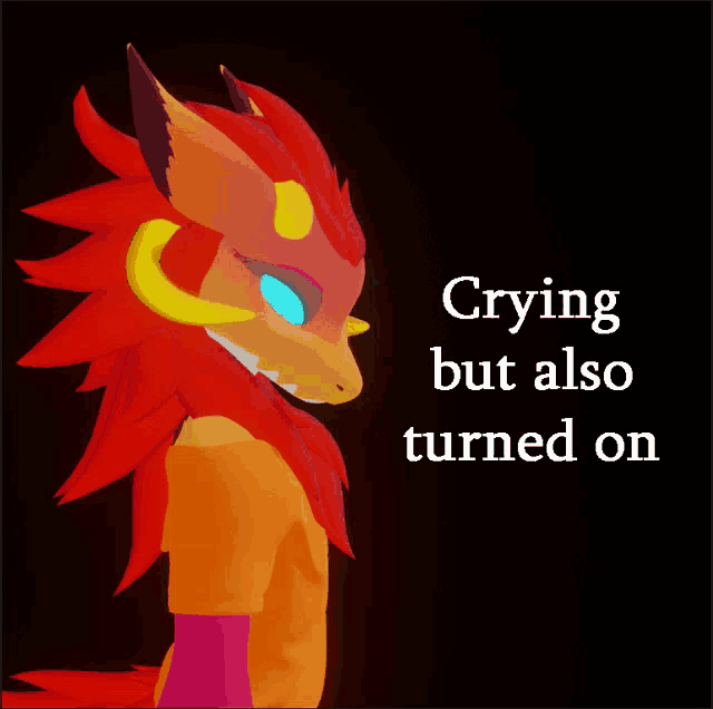 a picture of a dragon with the words " crying but also turned on "