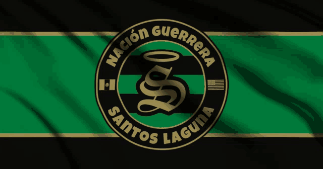 a logo for nacion guerrera santos laguna is on a green and black flag