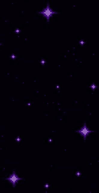 a bunch of purple stars are flying in the night sky .