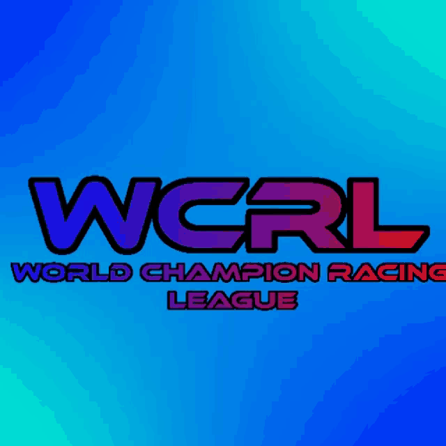 a logo for wcrl world champion racing league on a blue background