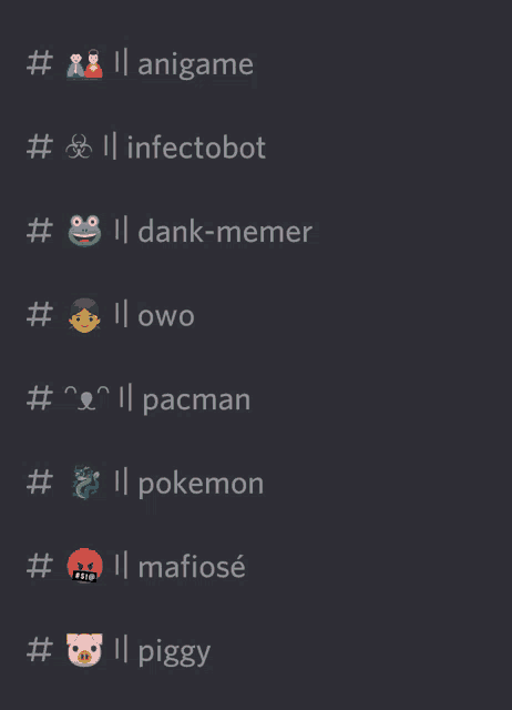 a screenshot of a discord channel with various emojis and hashtags