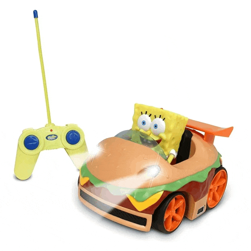 a remote control car that looks like a hamburger with spongebob on it