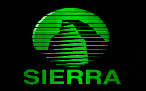 a green sierra logo with a black background