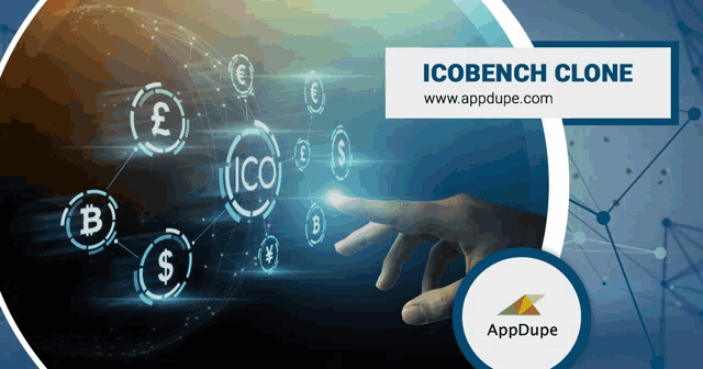 a person 's hand is pointing at a screen that says " icobench clone "