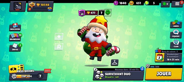 a screenshot of a game called survivant duo shows a character in a santa outfit