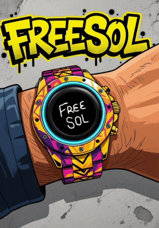 a drawing of a watch that says free sol on it