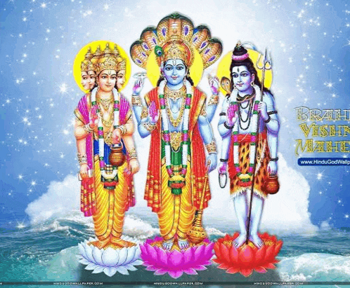 a painting of a group of deities with the website www.hindugodwallpaper.com written on the bottom