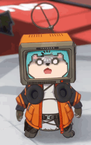 a cartoon character with a tv on his head and the word targedo on the top