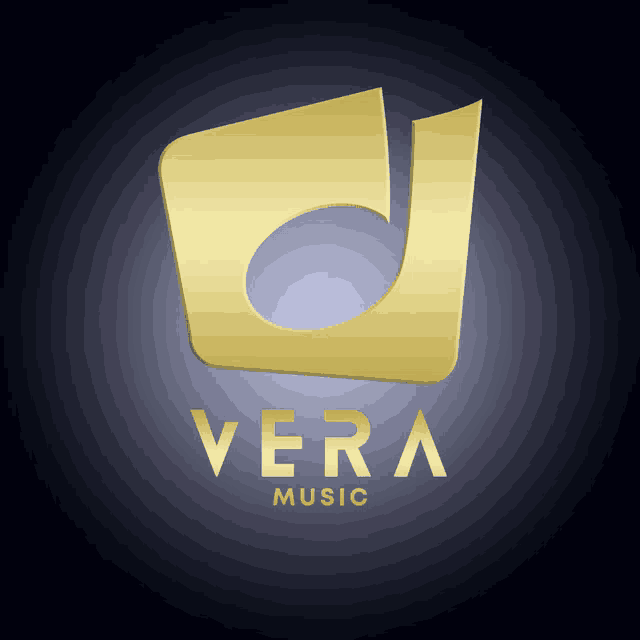 a vera music logo with a gold letter d