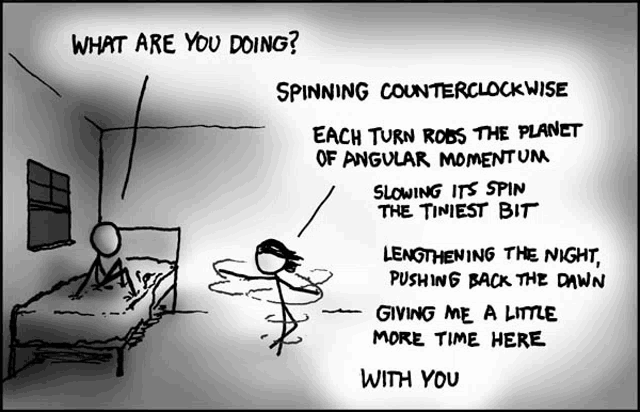 what are you doing spinning counterclockwise each turn rods the planet of angular momentum slowing it 's spin