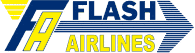 a blue and yellow flash airlines logo