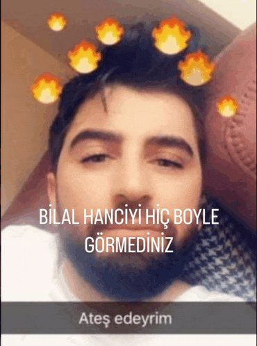 a picture of a man with a beard and a caption that says bilal hanciyi hic boyle gormediniz