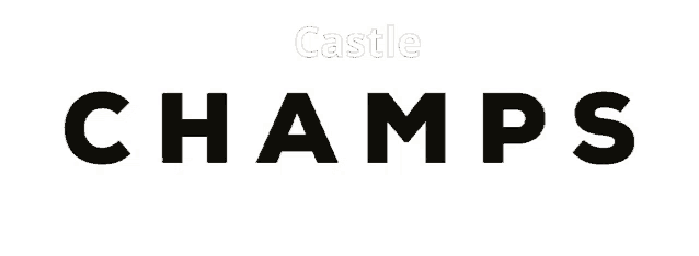 a logo for castle champs is shown in black on a white background