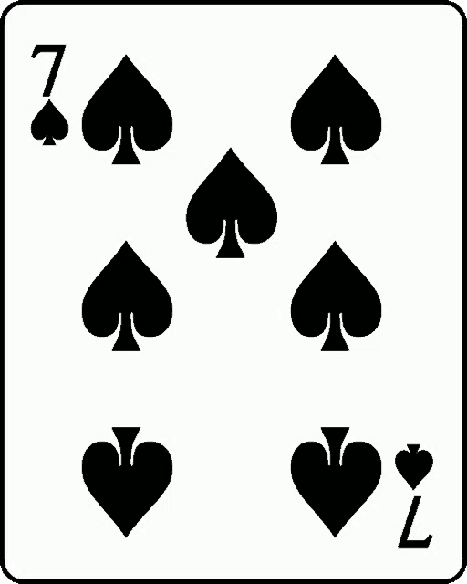 a playing card with spades and hearts and the number 7 on it