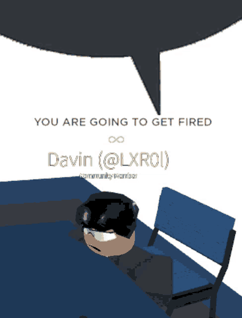 a cartoon of a man sitting at a desk with a speech bubble that says " you are going to get fired "