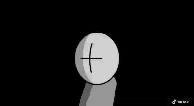 a cartoon character with a cross on his face and a black background .