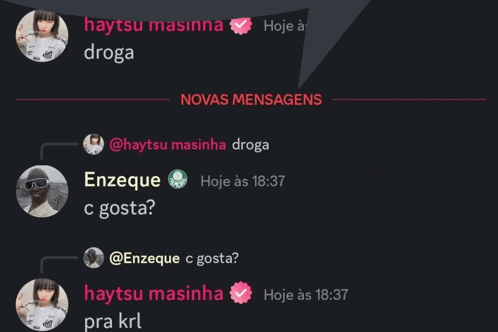 a screenshot of a conversation between haytsu mashinna and ezeque