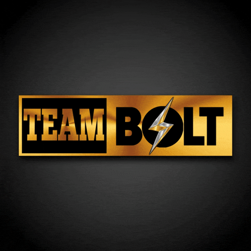 a gold and black logo for team bolt