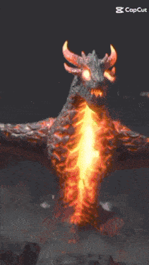 a dragon is flying through the air with fire coming out of it