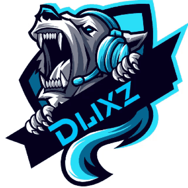 a logo with a wolf wearing headphones and the word dlixz