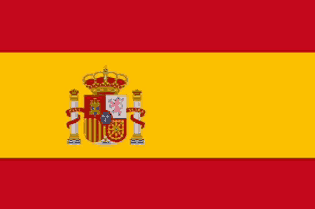 a red and yellow flag with a coat of arms