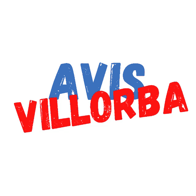 avis villorba is written in red and blue on a white background