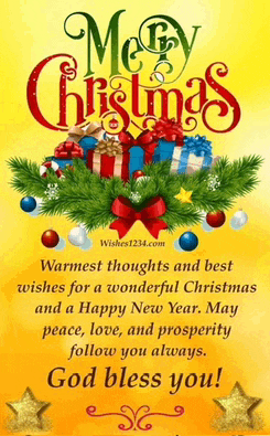 a christmas card that says merry christmas and wishes for a wonderful christmas