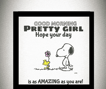 a picture of snoopy and woodstock saying good morning pretty girl hope your day