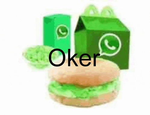 a hamburger with the word oker written on it