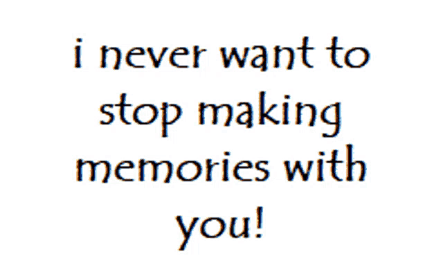 i never want to stop making memories with you !