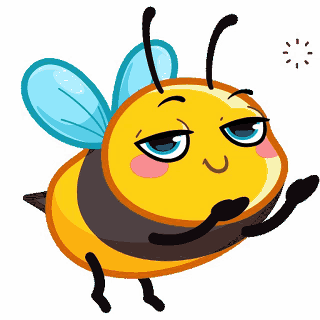 a cartoon illustration of a bee with a sad face