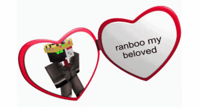 a picture of a minecraft character inside of a heart with the words ranboo my beloved