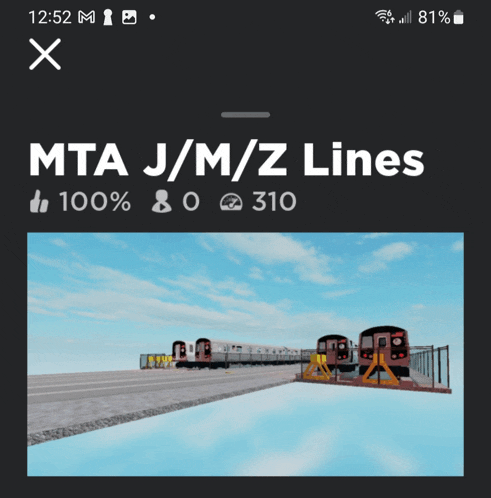 a screenshot of the mta j / m / z lines on a phone