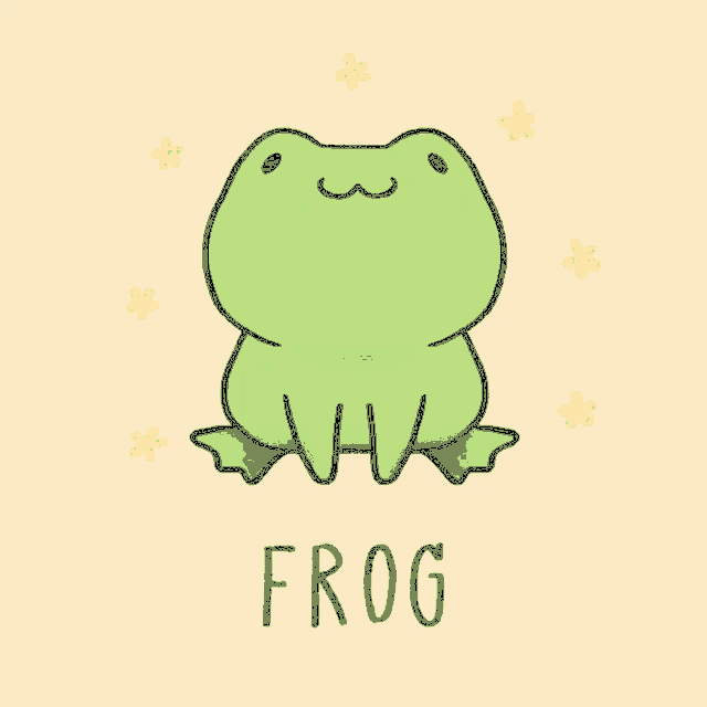 an illustration of a frog with the word frog underneath it