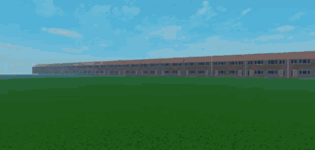 a computer generated image of a brick wall with windows