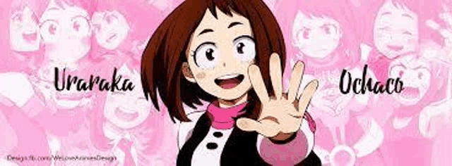 uraraka ochaco from my hero academia is a girl with brown hair and a pink scarf .