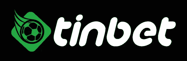 a white tinbet logo with a green soccer ball