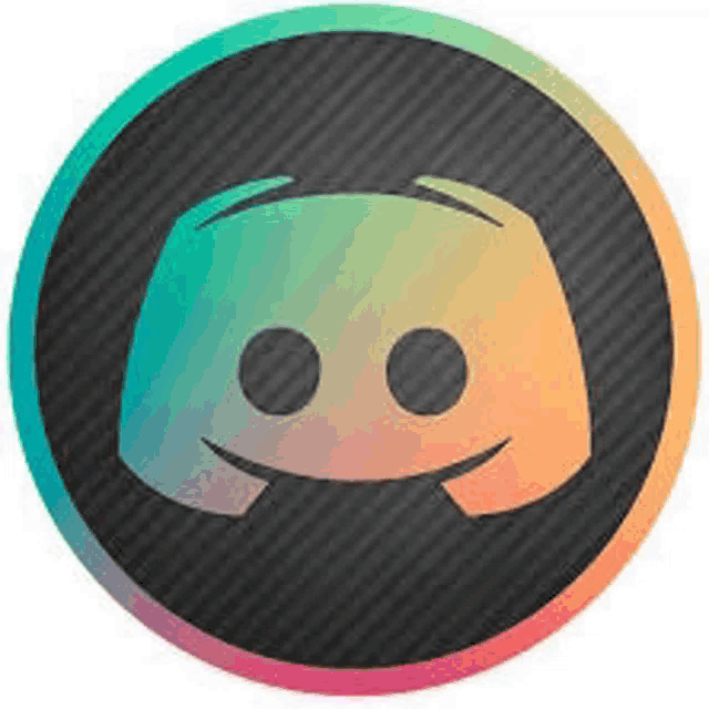 the discord logo is in a circle with a rainbow gradient .